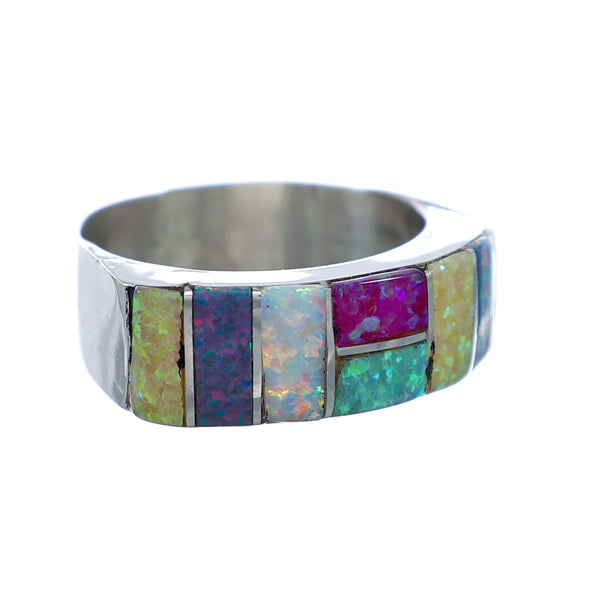 Multicolor Opal Inlay Zuni Ring Size 8-1/4 NN20752