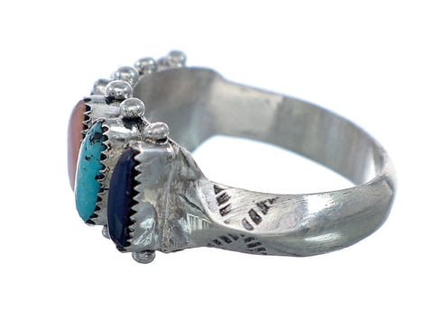 Native American Zuni Sterling Silver Multicolor Needlepoint Ring Size 8 NN20786