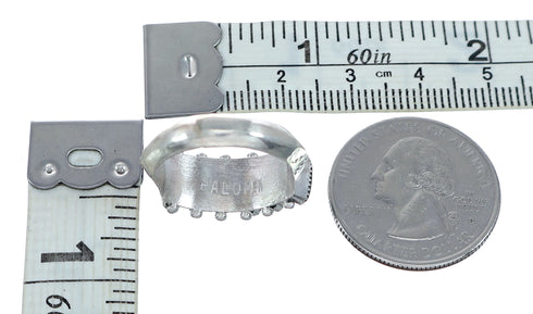 Native American Zuni Sterling Silver Multicolor Needlepoint Ring Size 8 NN20786