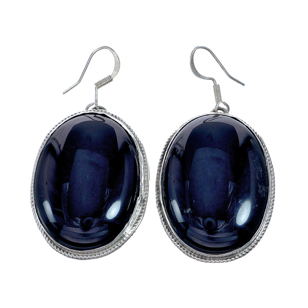 Native American Onyx Navajo Sterling Silver Hook Earrings NN20794