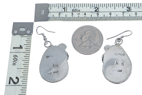 Native American Onyx Navajo Sterling Silver Hook Earrings NN20794