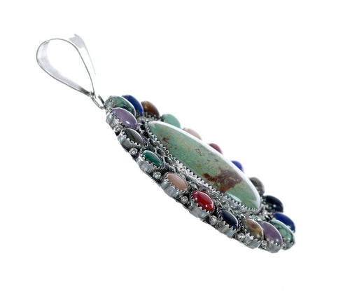 Navajo Native American Sterling Silver Turquoise Treasure Pendant NN20699