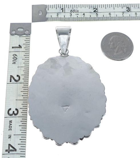 Navajo Native American Sterling Silver Turquoise Treasure Pendant NN20699