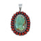 Native American Turquoise and Coral Multi-Stone Sterling Silver Pendant NN20708