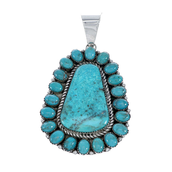 Native American Turquoise Multi-Stone Sterling Silver Pendant NN20709