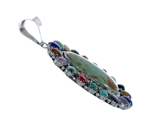 Navajo Native American Sterling Silver Turquoise Treasure Pendant NN20700