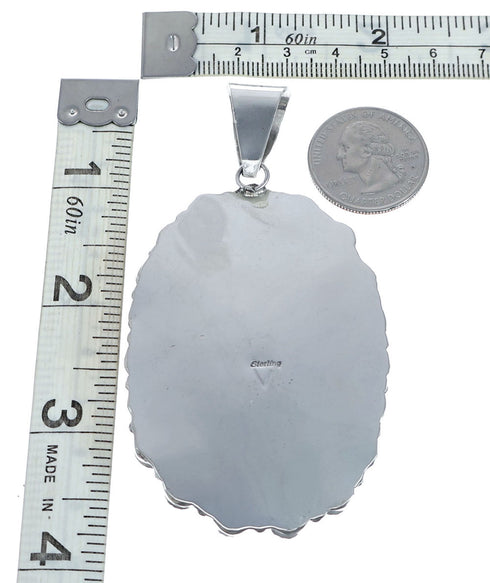 Navajo Native American Sterling Silver Turquoise Treasure Pendant NN20700