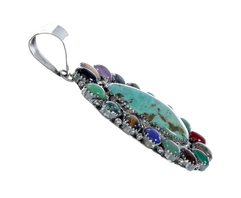 Navajo Native American Sterling Silver Turquoise Treasure Pendant NN20703