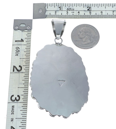 Navajo Native American Sterling Silver Turquoise Treasure Pendant NN20703