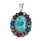 Navajo Native American Sterling Silver Turquoise Treasure Pendant NN20718