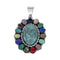 Navajo Native American Sterling Silver Turquoise Treasure Pendant NN20705