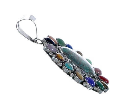 Navajo Native American Sterling Silver Turquoise Treasure Pendant NN20705
