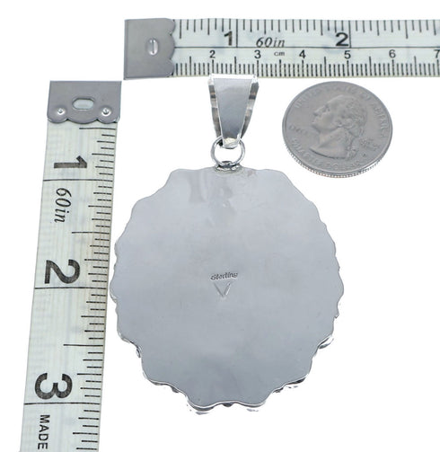 Navajo Native American Sterling Silver Turquoise Treasure Pendant NN20705
