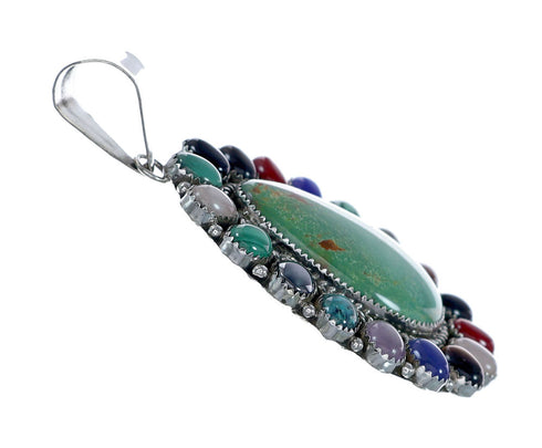 Navajo Native American Sterling Silver Turquoise Treasure Pendant NN20701