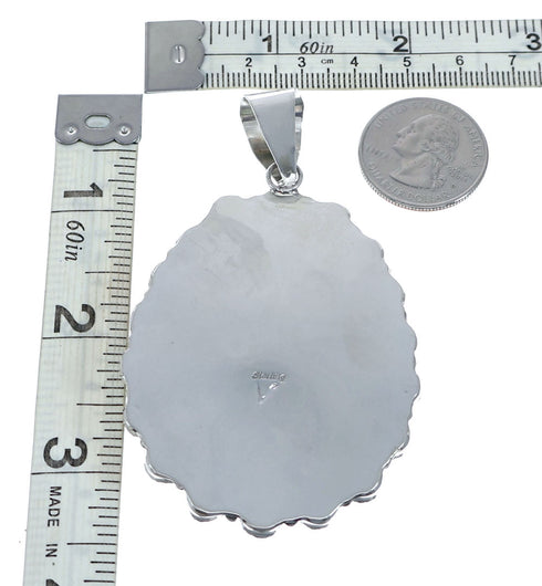 Navajo Native American Sterling Silver Turquoise Treasure Pendant NN20701