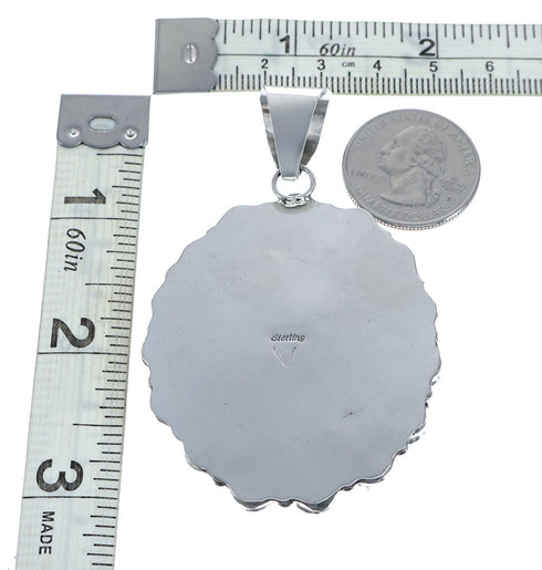 Navajo Native American Sterling Silver Turquoise Treasure Pendant NN20706