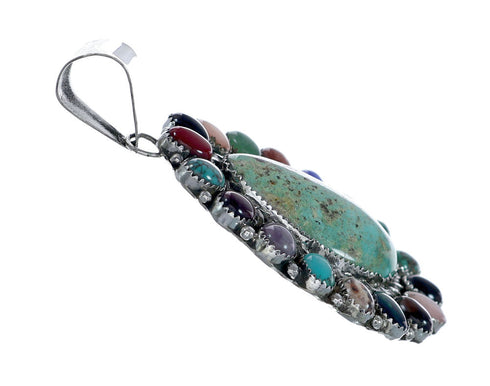 Navajo Native American Sterling Silver Turquoise Treasure Pendant NN20707