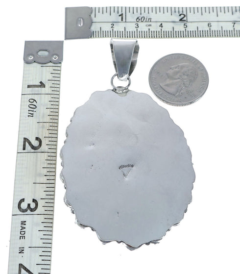 Navajo Native American Sterling Silver Turquoise Treasure Pendant NN20707