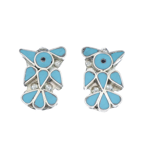 Zuni Bird Sterling Silver Turquoise Post Earrings NX11934