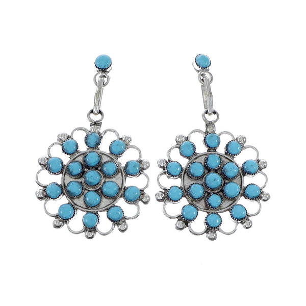 Navajo Turquoise Multistone Sterling Silver Post Dangle Earrings NX11902