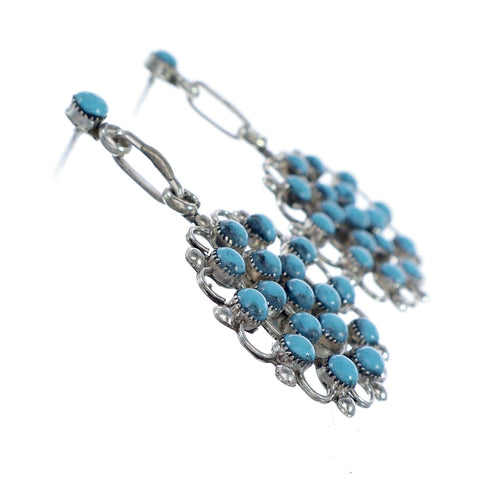 Navajo Turquoise Multistone Sterling Silver Post Dangle Earrings NX11902