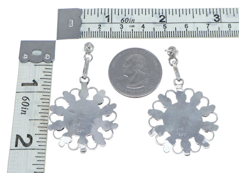 Navajo Turquoise Multistone Sterling Silver Post Dangle Earrings NX11902