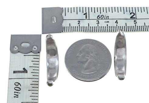 Genuine Turquoise Zuni Sterling Silver Post Hoop Earrings NX11911