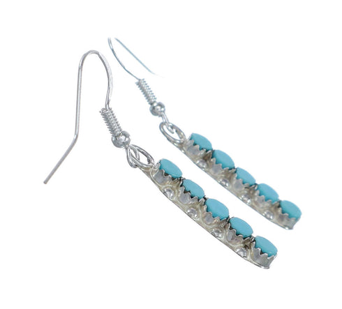 Zuni Genuine Sterling Silver Turquoise Hook Dangle Earrings NX11905