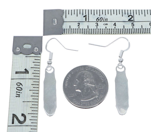 Zuni Genuine Sterling Silver Turquoise Hook Dangle Earrings NX11905