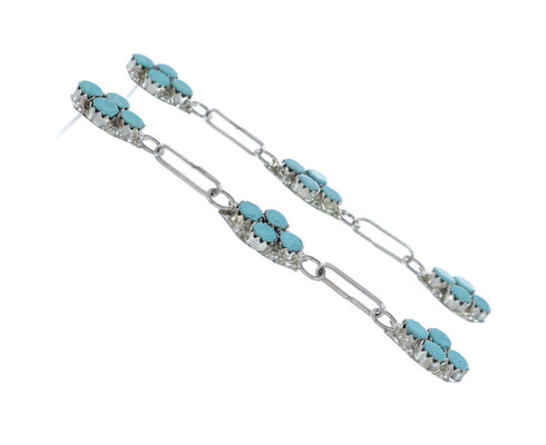 Genuine Turquoise Multiple Stones Sterling Silver Dangle Link Earrings NX11910