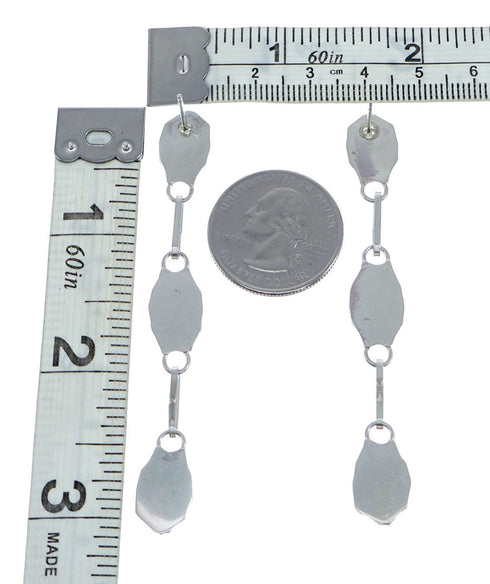 Genuine Turquoise Multiple Stones Sterling Silver Dangle Link Earrings NX11910