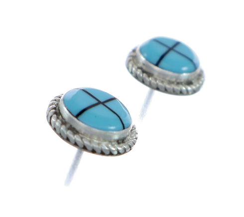 Sterling Silver Inlay Turquoise Zuni Post Stud Earrings NX11903