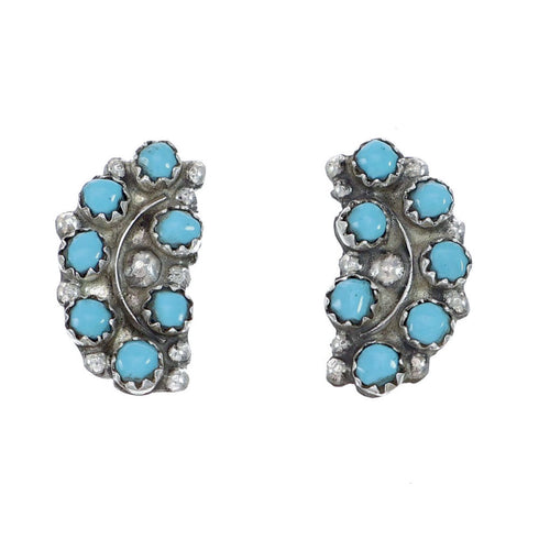 Genuine Sterling Silver Turquoise Zuni Post Earrings NX11908