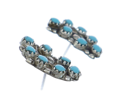 Genuine Sterling Silver Turquoise Zuni Post Earrings NX11908