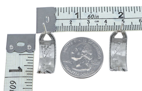 Turquoise Sterling Silver Navajo Post Hoop Earrings NX11914