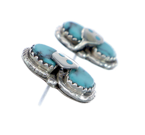 Turquoise Zuni Effie Calavaza Silver Snake Post Earrings NX11906