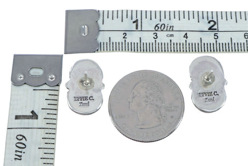 Turquoise Zuni Effie Calavaza Silver Snake Post Earrings NX11906