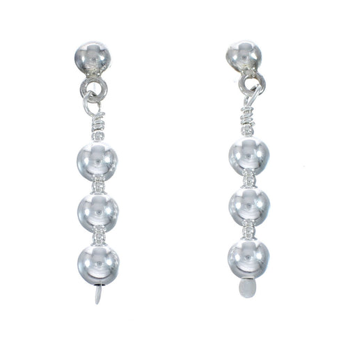 Native American Sterling Silver Bead Post Dangle Earrings NX11877