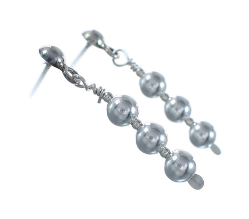 Native American Sterling Silver Bead Post Dangle Earrings NX11877