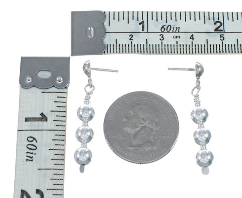 Native American Sterling Silver Bead Post Dangle Earrings NX11877