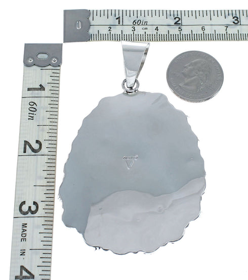 Native American Turquoise and Oyster Shell Multi-Stone Sterling Silver Pendant NN20798