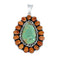 Native American Turquoise and Oyster Shell Multi-Stone Sterling Silver Pendant NN20799