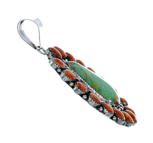 Native American Turquoise and Oyster Shell Multi-Stone Sterling Silver Pendant NN20799
