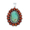 Native American Turquoise and Oyster Shell Multi-Stone Sterling Silver Pendant NN20801