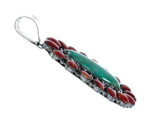 Native American Turquoise and Oyster Shell Multi-Stone Sterling Silver Pendant NN20800