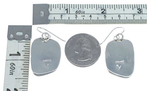 Native American Turquoise Sterling Silver Hook Dangle Navajo Earrings NX11888