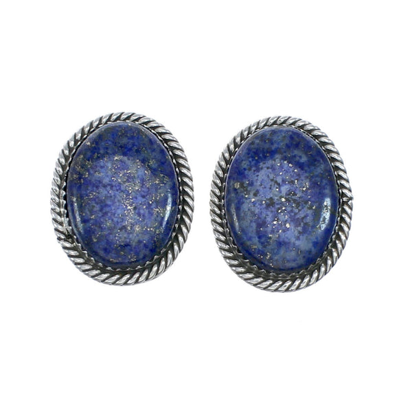 Genuine Lapis Sterling Silver Navajo Post Earrings NX11890