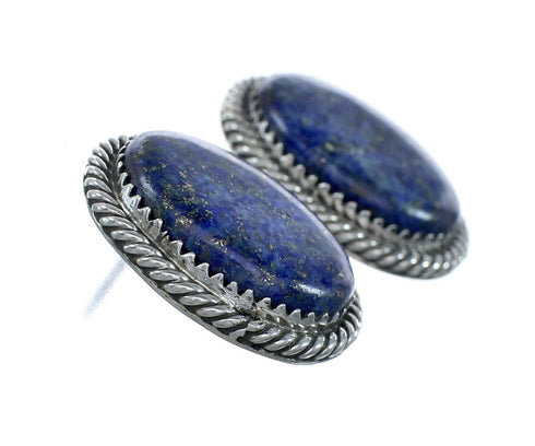 Genuine Lapis Sterling Silver Navajo Post Earrings NX11890
