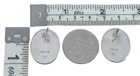 Genuine Lapis Sterling Silver Navajo Post Earrings NX11890