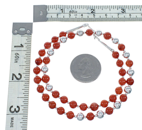 Native American Sterling Silver Coral Bead Necklace NX11887